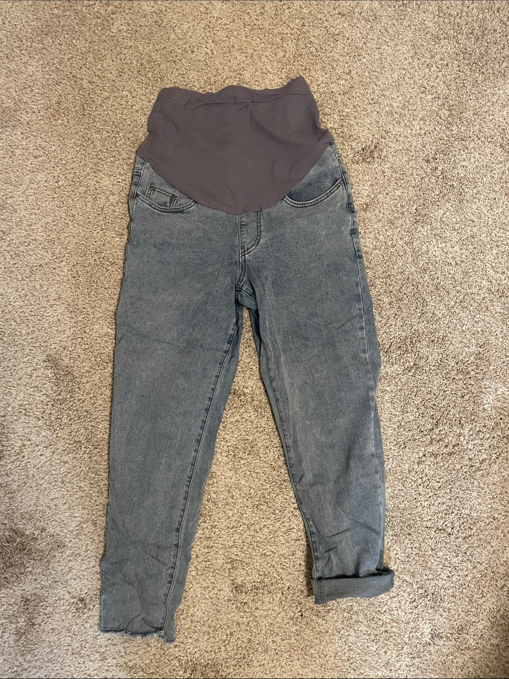 Maternity Jeans with Stretch Panel - Gray